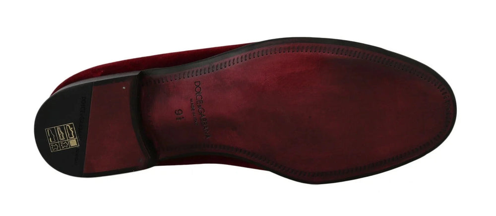 Dolce & Gabbana Bordeaux Velvet Loafers Gun Horseshoe Shoes - EU39/US6