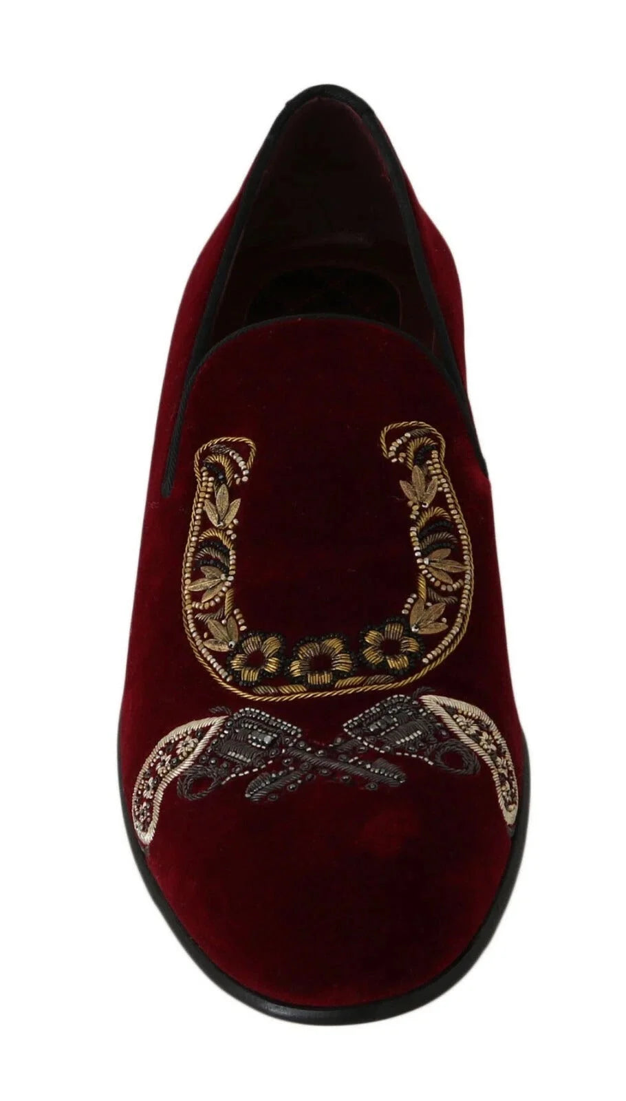 Dolce & Gabbana Bordeaux Velvet Loafers Gun Horseshoe Shoes - EU39/US6
