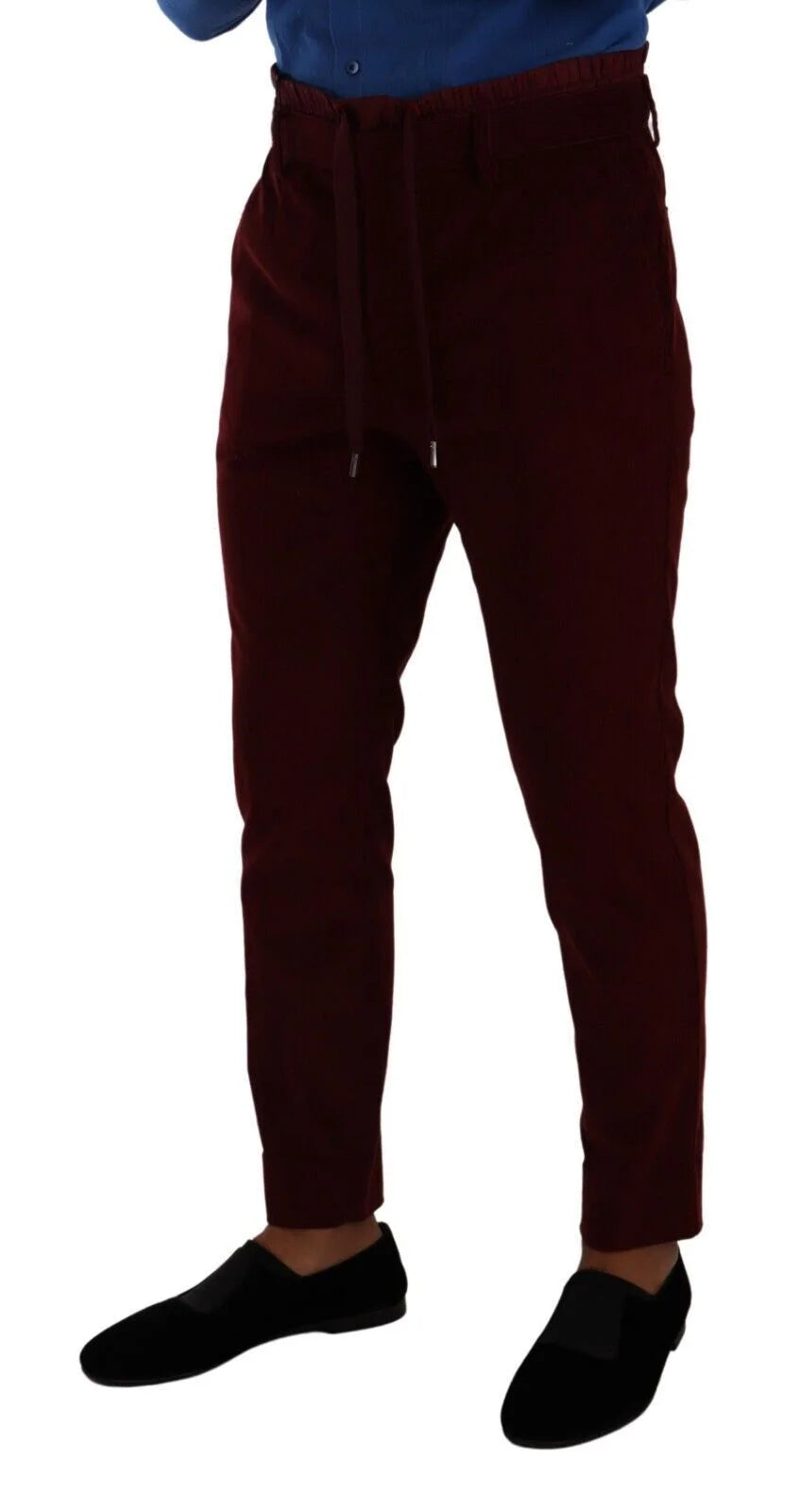 Dolce & Gabbana Bordeaux Velvet Mens Formal Trouser Dress Pants - IT48 | M - Trousers
