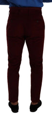 Dolce & Gabbana Bordeaux Velvet Mens Formal Trouser Dress Pants - IT48 | M - Trousers