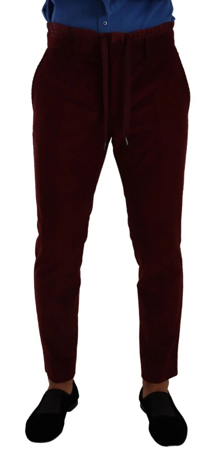 Dolce & Gabbana Bordeaux Velvet Mens Formal Trouser Dress Pants - IT48 | M - Trousers