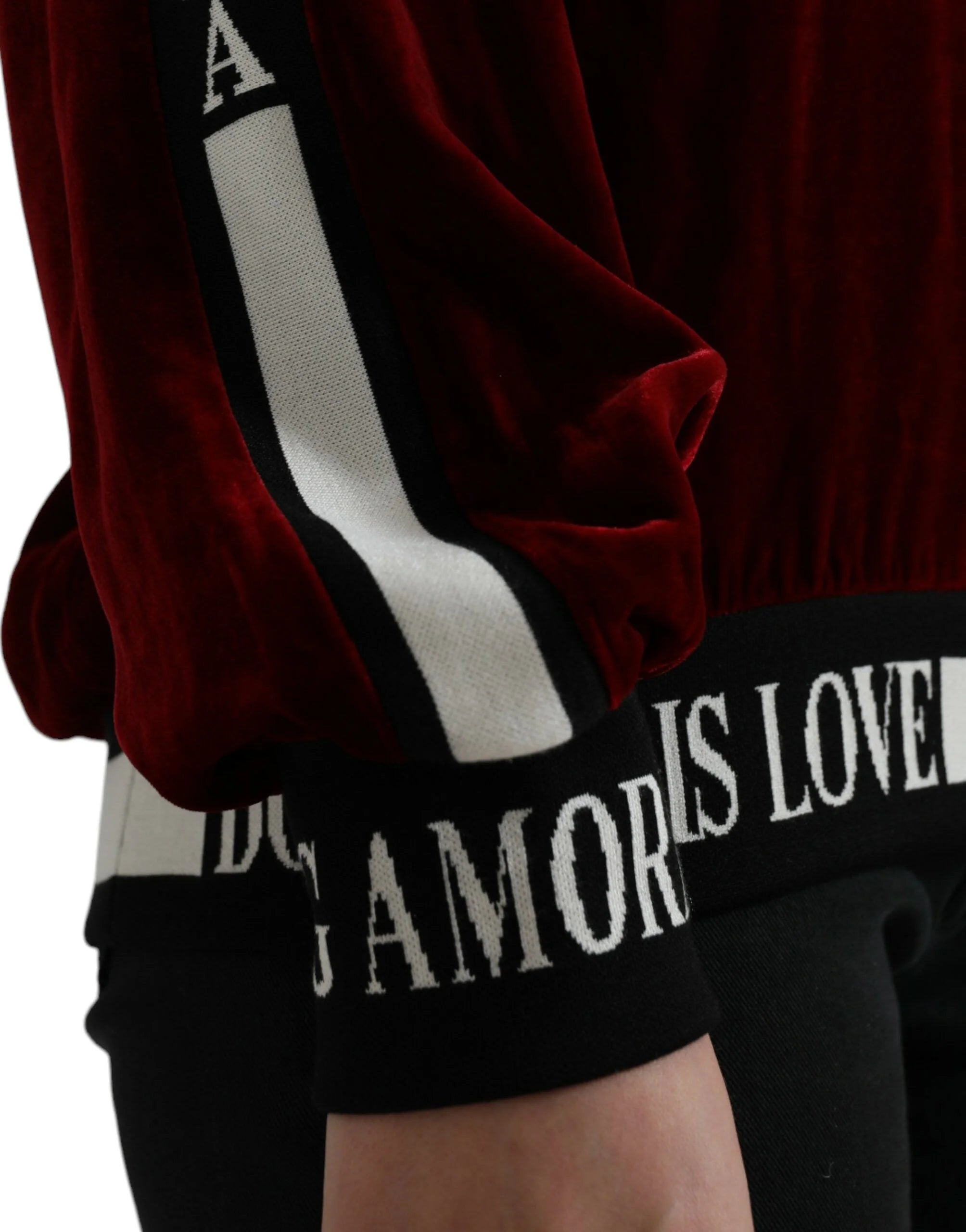 Dolce & Gabbana Bordeaux Velvet Round Neck Pullover Sweater - Sweaters