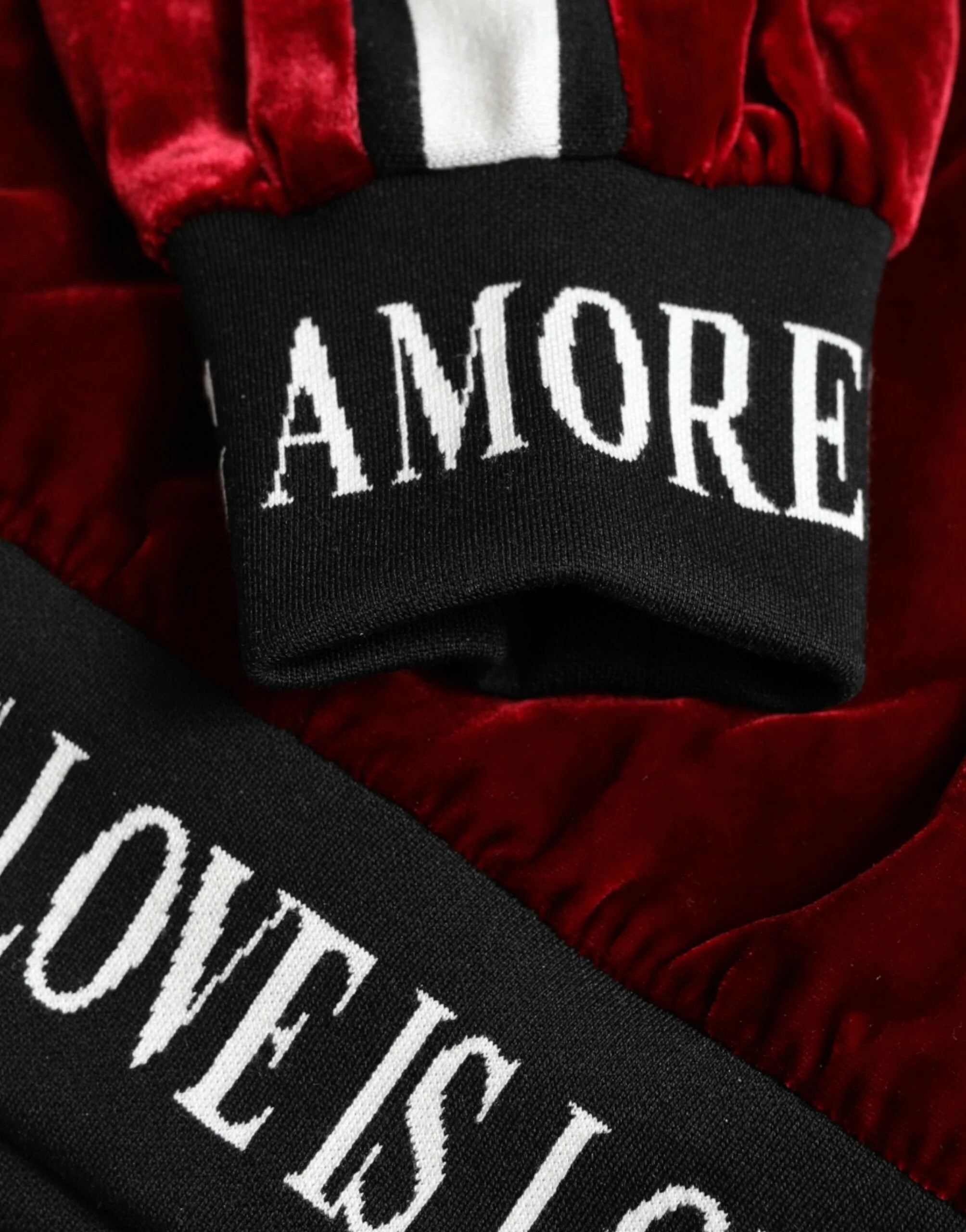 Dolce & Gabbana Bordeaux Velvet Round Neck Pullover Sweater - Sweaters