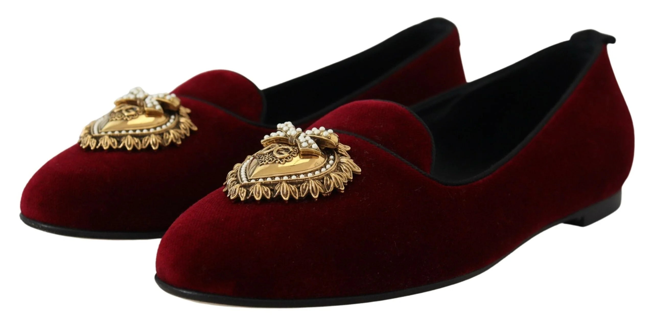 Dolce & Gabbana Bordeaux Velvet Slip-On Loafers Flats Shoes - EU35.5/US5 - Flats