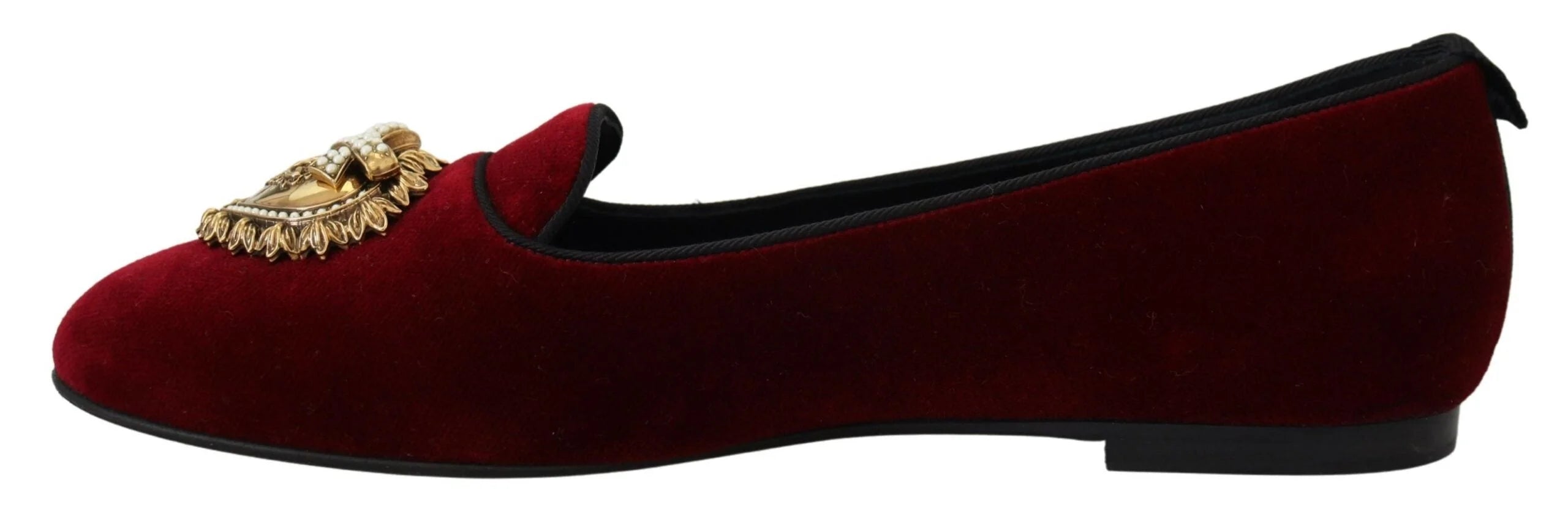 Dolce & Gabbana Bordeaux Velvet Slip-On Loafers Flats Shoes - EU35.5/US5 - Flats