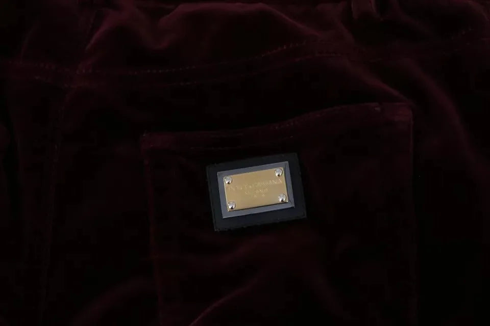 Dolce & Gabbana Bordeaux Velvet Stretch Slim Fit Pants - IT40|S - Trousers