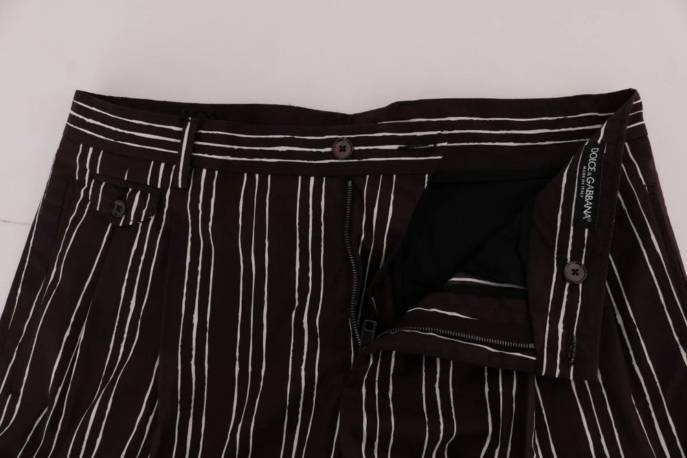 Dolce & Gabbana Bordeaux White Striped Hemp Casual Shorts - IT44 | XS - Short Trousers