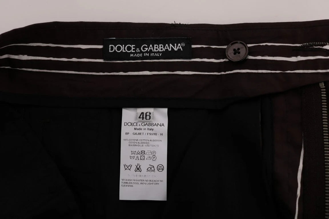 Dolce & Gabbana Bordeaux White Striped Hemp Casual Shorts - IT44 | XS - Short Trousers