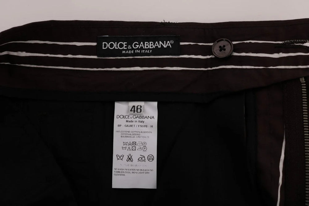 Dolce & Gabbana Bordeaux White Striped Hemp Casual Shorts - IT44 | XS - Short Trousers