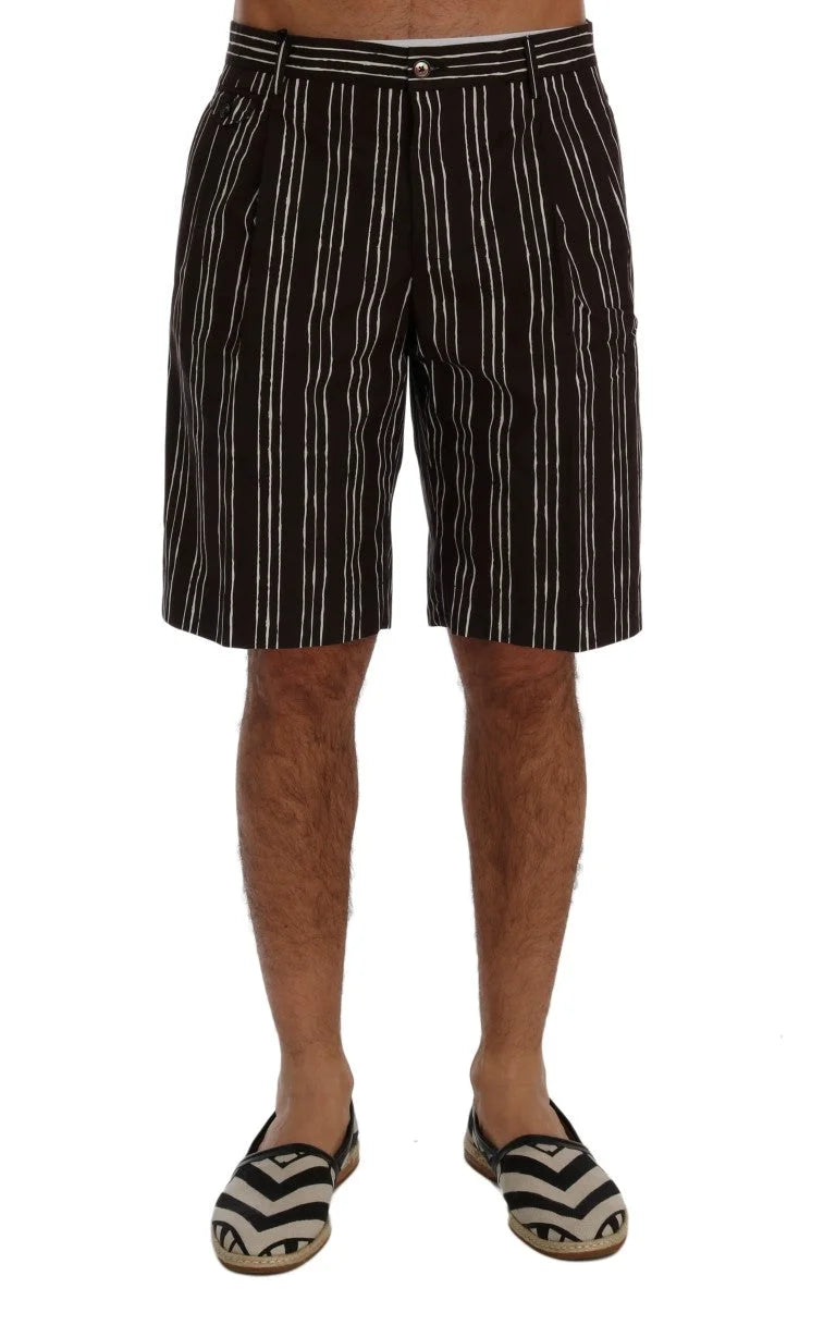 Dolce & Gabbana Bordeaux White Striped Hemp Casual Shorts - IT44 | XS - Short Trousers