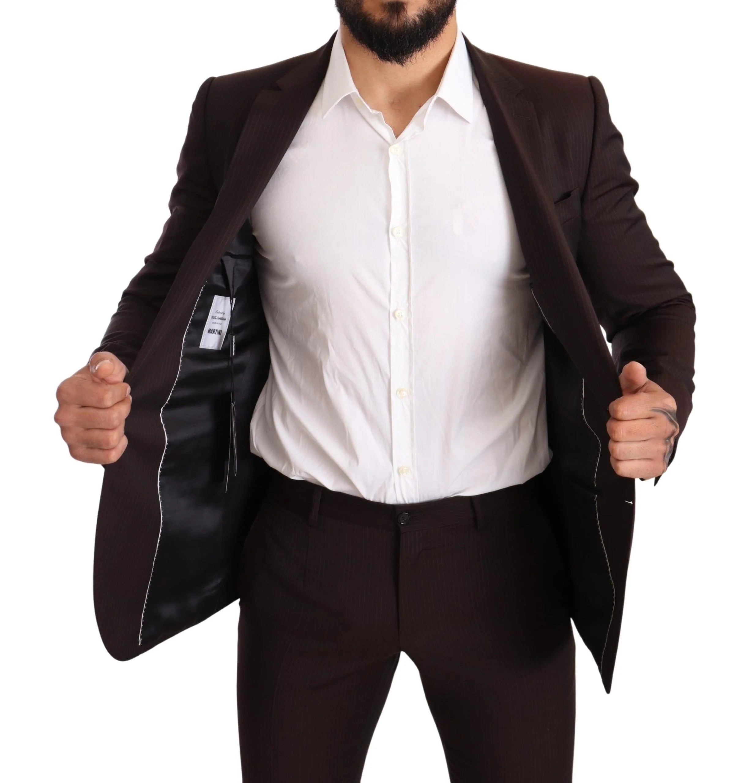 Dolce & Gabbana Bordeaux Wool MARTINI Slim Fit Suit - IT46 | S - Pant Suits