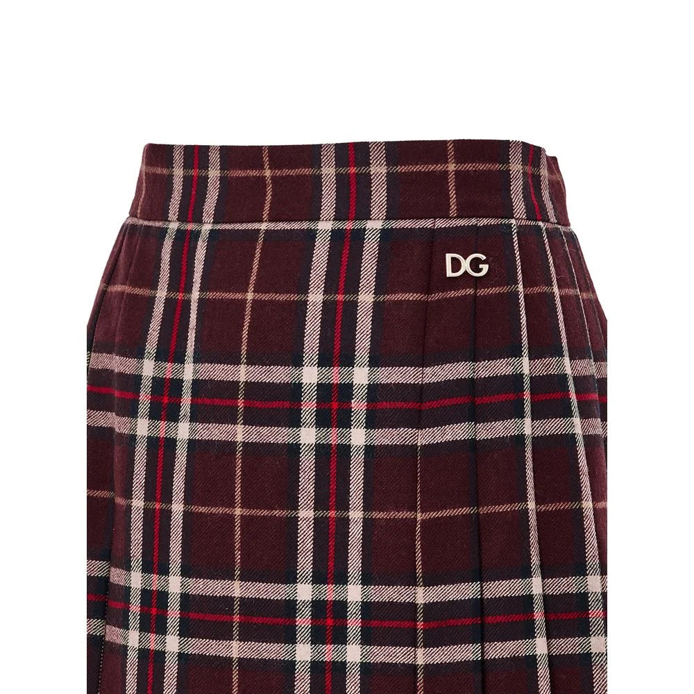 Dolce & Gabbana Bordeaux Wool Mini Skirt - IT38|XS