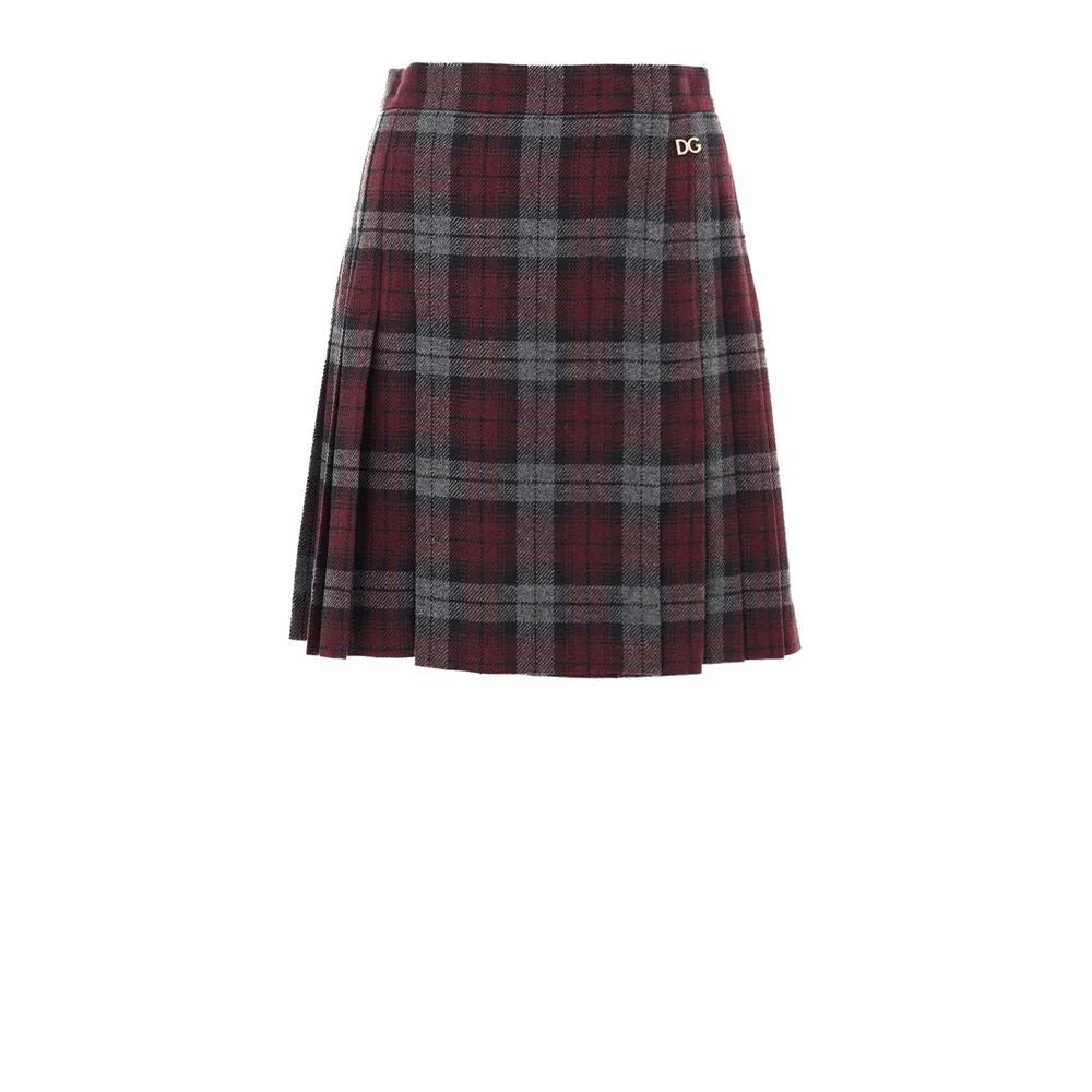 Dolce & Gabbana Bordeaux Wool Mini Skirt - IT40|S