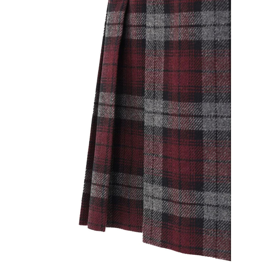 Dolce & Gabbana Bordeaux Wool Mini Skirt - IT40|S