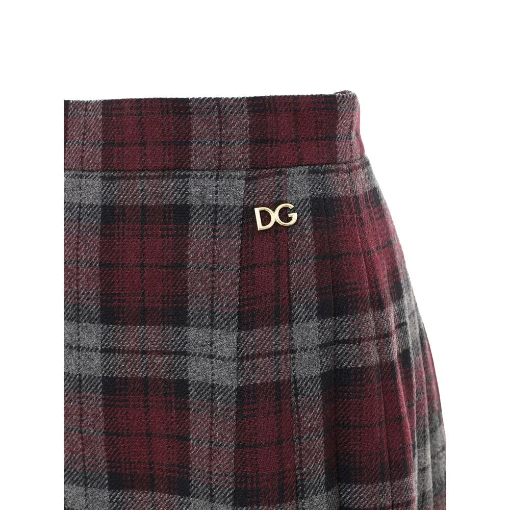 Dolce & Gabbana Bordeaux Wool Mini Skirt - IT40|S