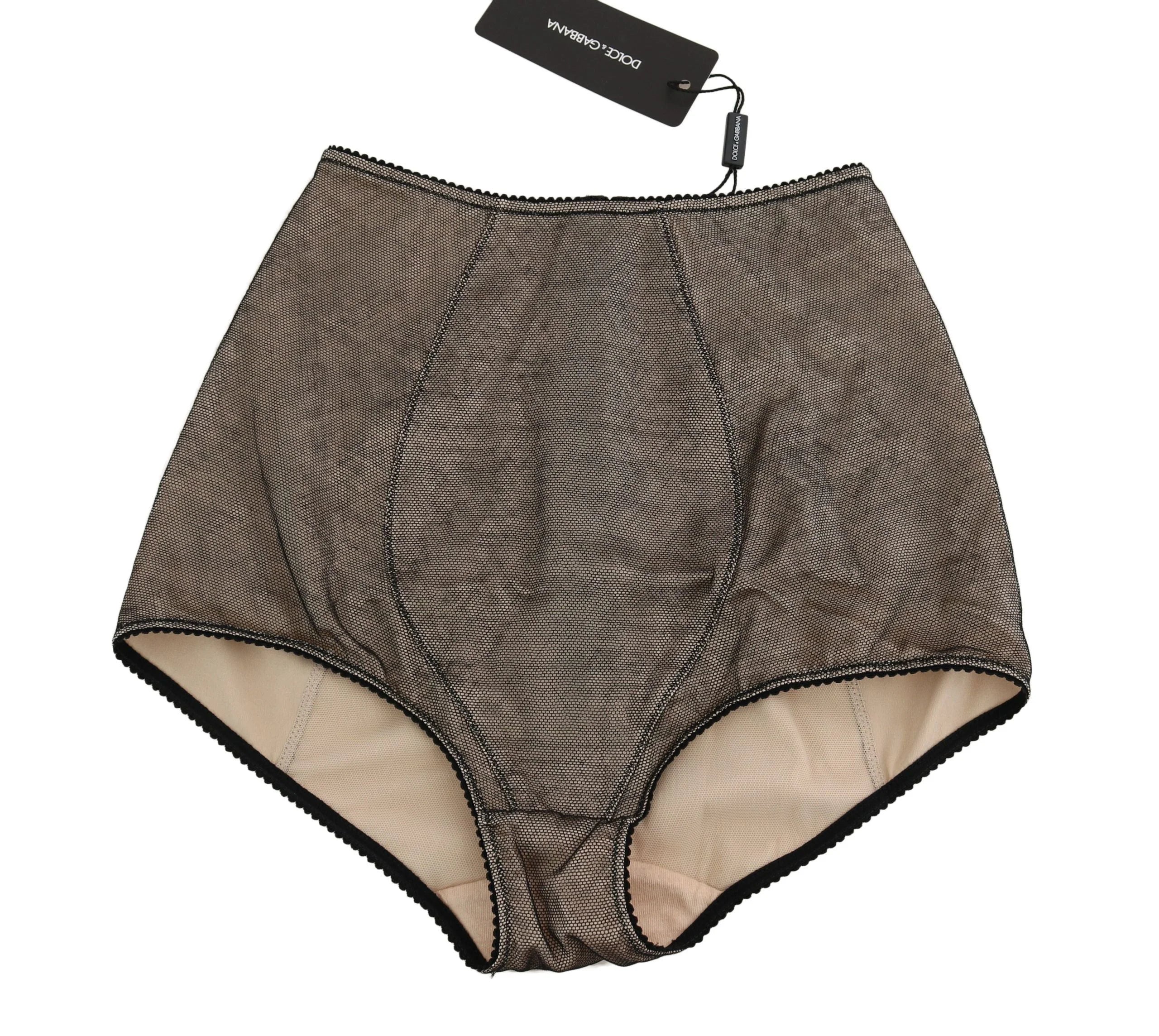 Dolce & Gabbana Bottoms Underwear Beige With Black Net - IT | XS