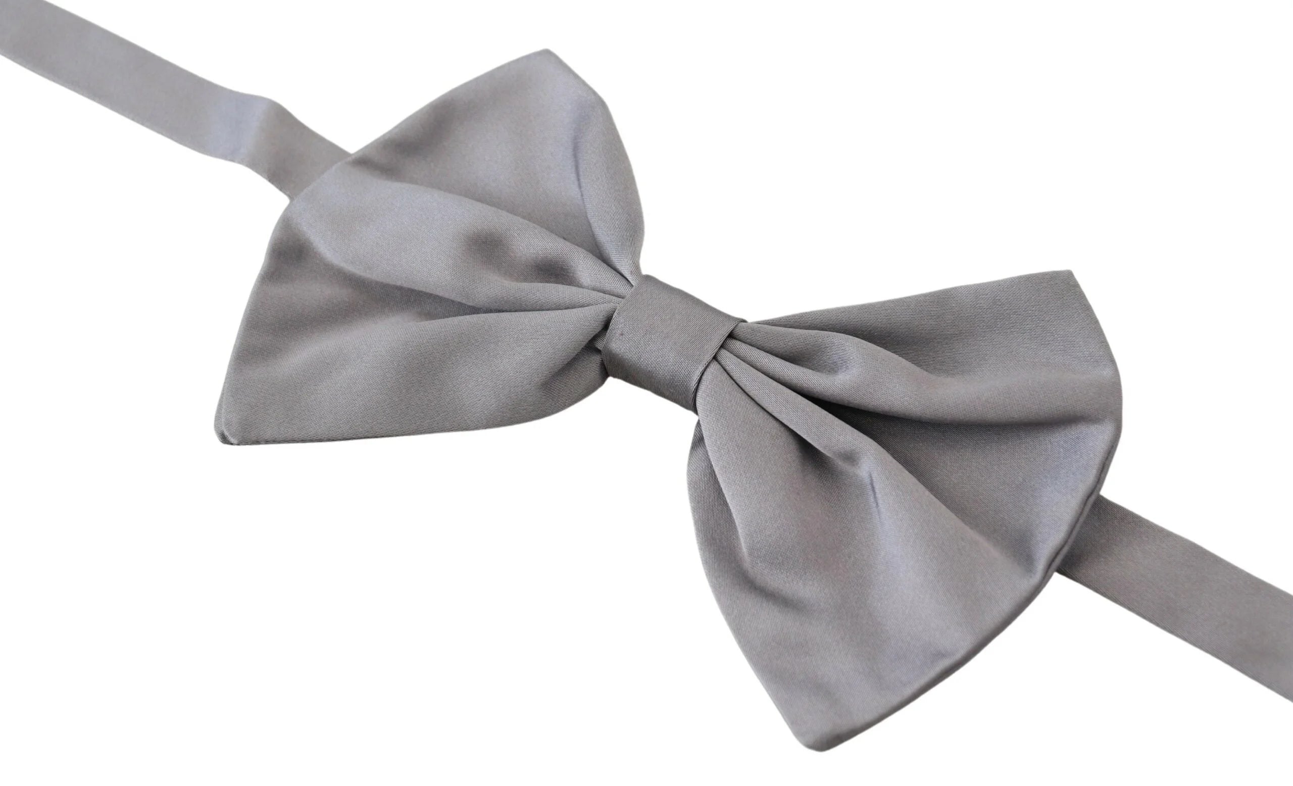 Dolce & Gabbana Bow Tie Men Silver Gray Silk Adjustable Neck Papillon - Neckties