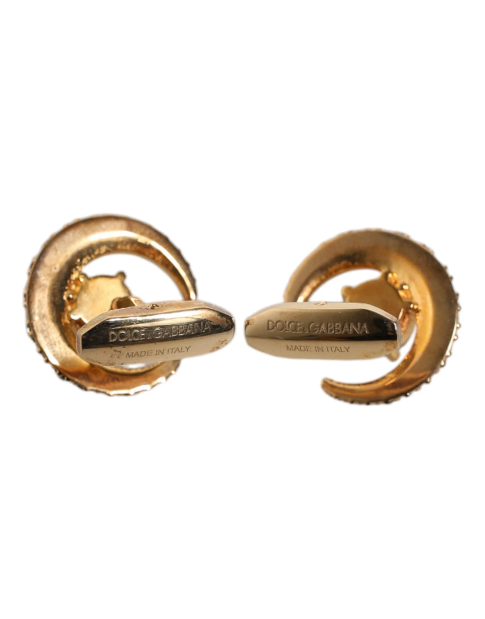 Dolce & Gabbana Brass Gold Black Crystal Luna Cufflink - Cufflinks
