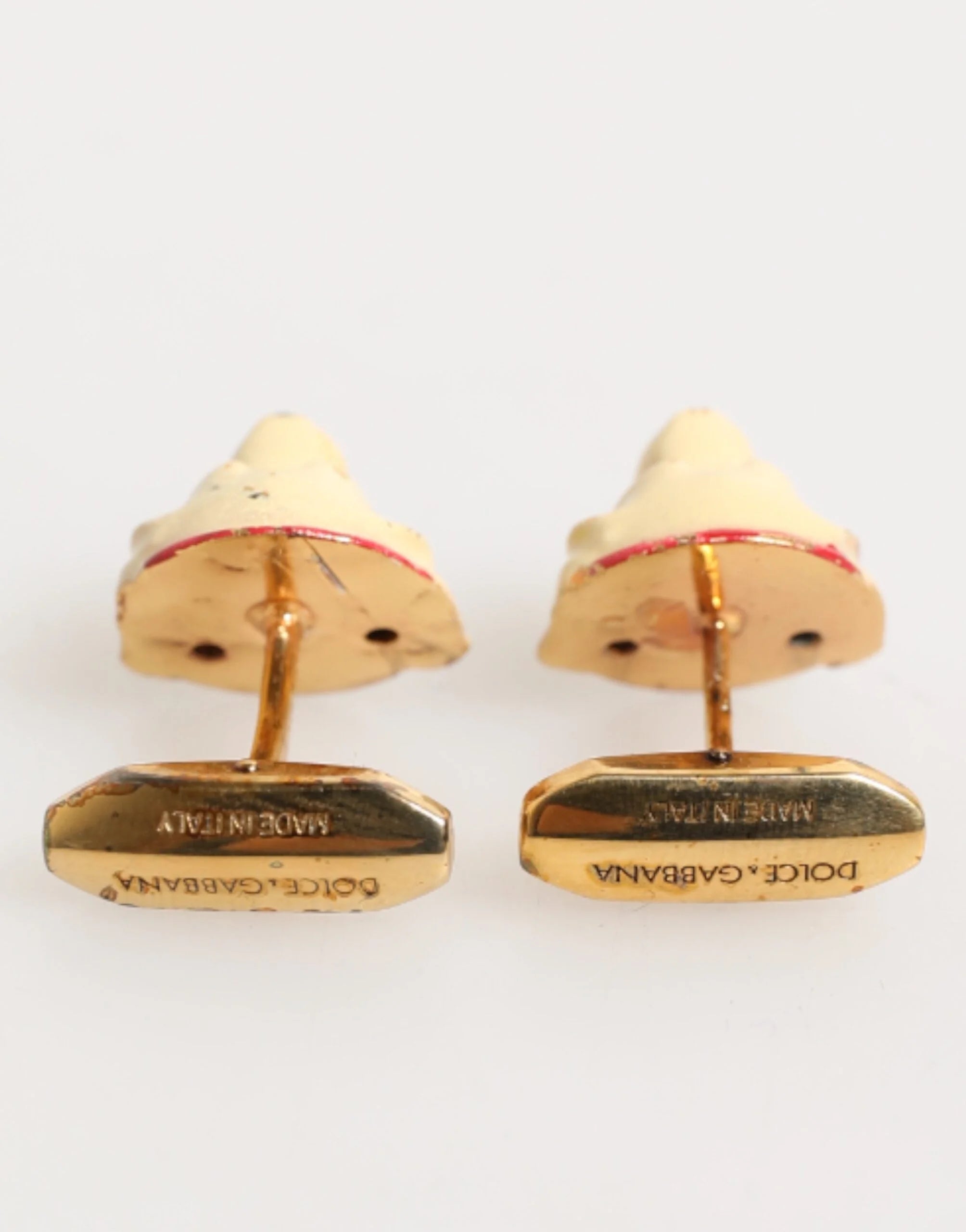 Dolce & Gabbana Brass Gold Tone Dog Puppy Men’s Accessories Cufflink - Cufflinks