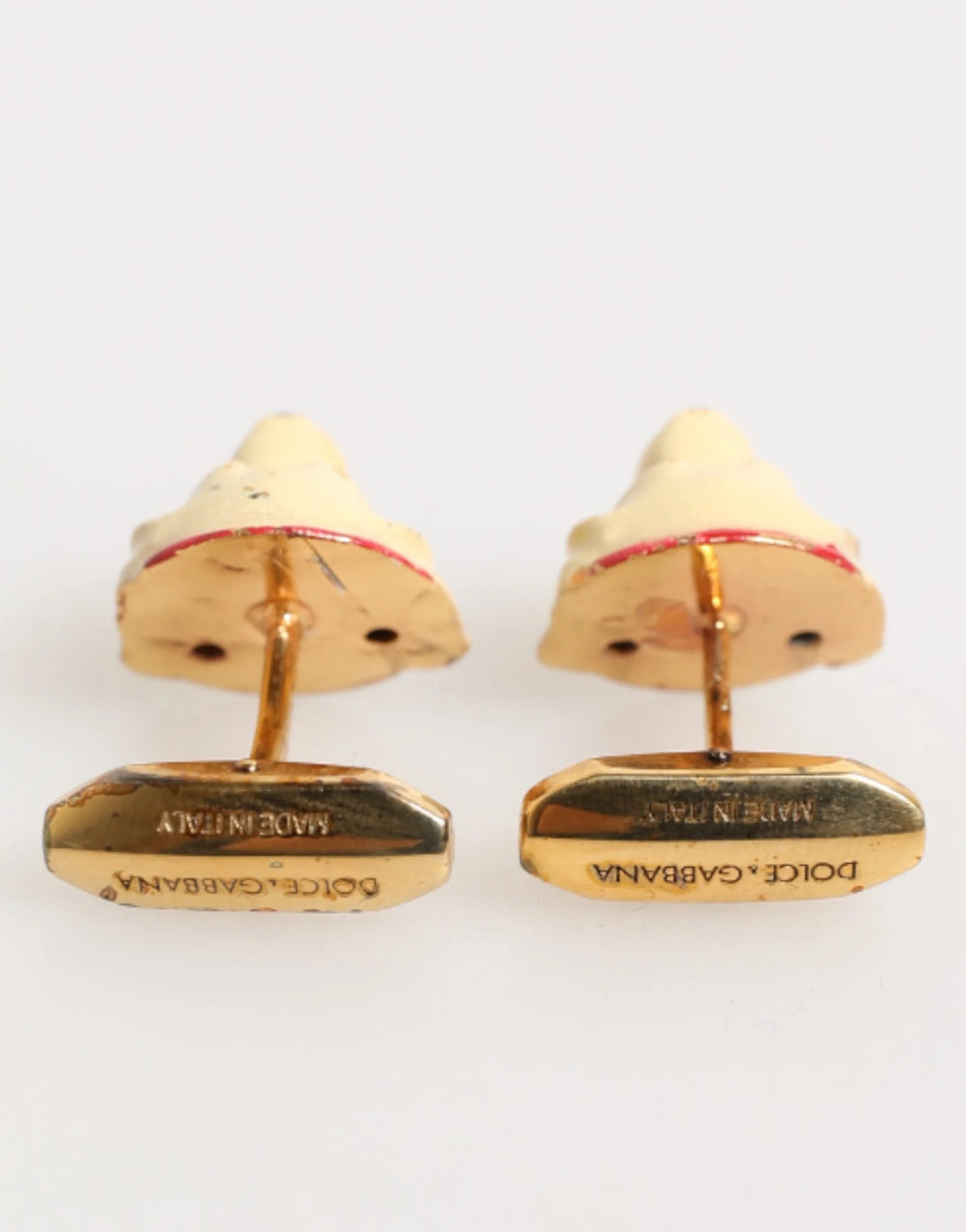 Dolce & Gabbana Brass Gold Tone Dog Puppy Men’s Accessories Cufflink - Cufflinks