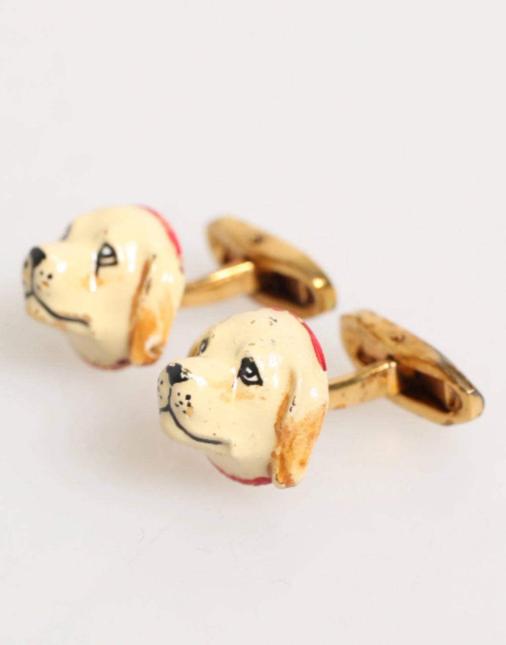 Dolce & Gabbana Brass Gold Tone Dog Puppy Men’s Accessories Cufflink - Cufflinks