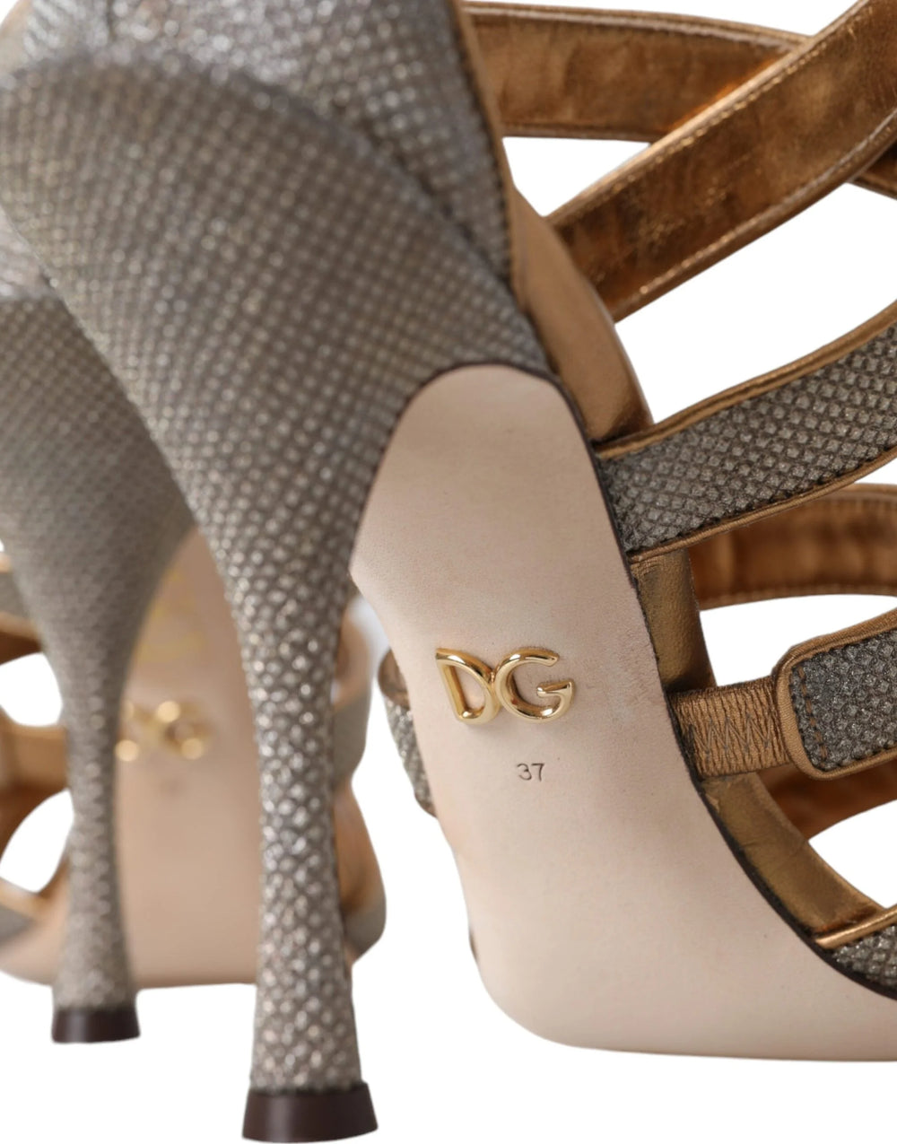 Dolce & Gabbana Bronze Crystal Strap Heels Sandals Shoes - EU37/US6.5 - Sandals