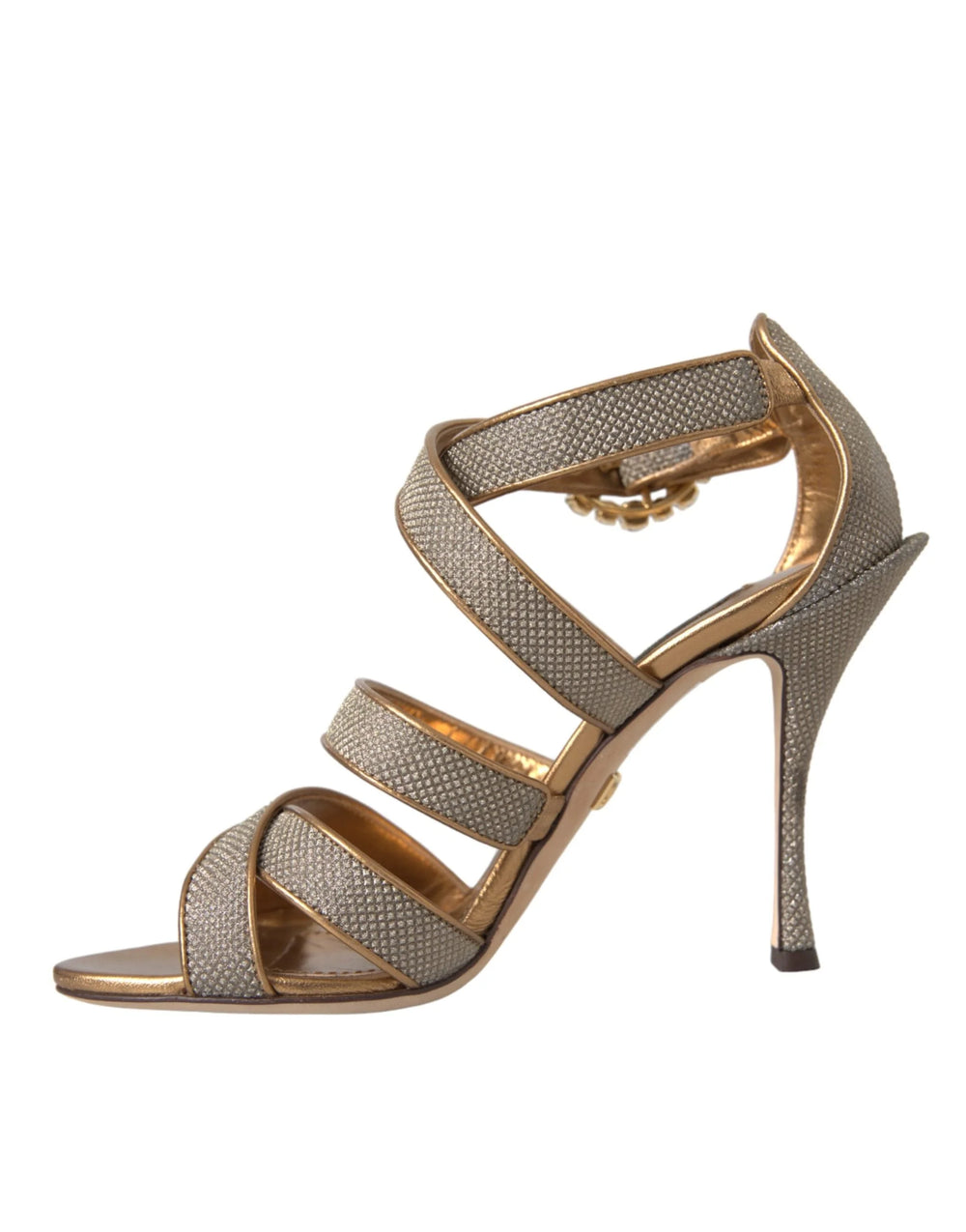Dolce & Gabbana Bronze Crystal Strap Heels Sandals Shoes - EU37/US6.5 - Sandals