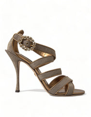 Dolce & Gabbana Bronze Crystal Strap Heels Sandals Shoes - EU40/US9.5 - Sandals
