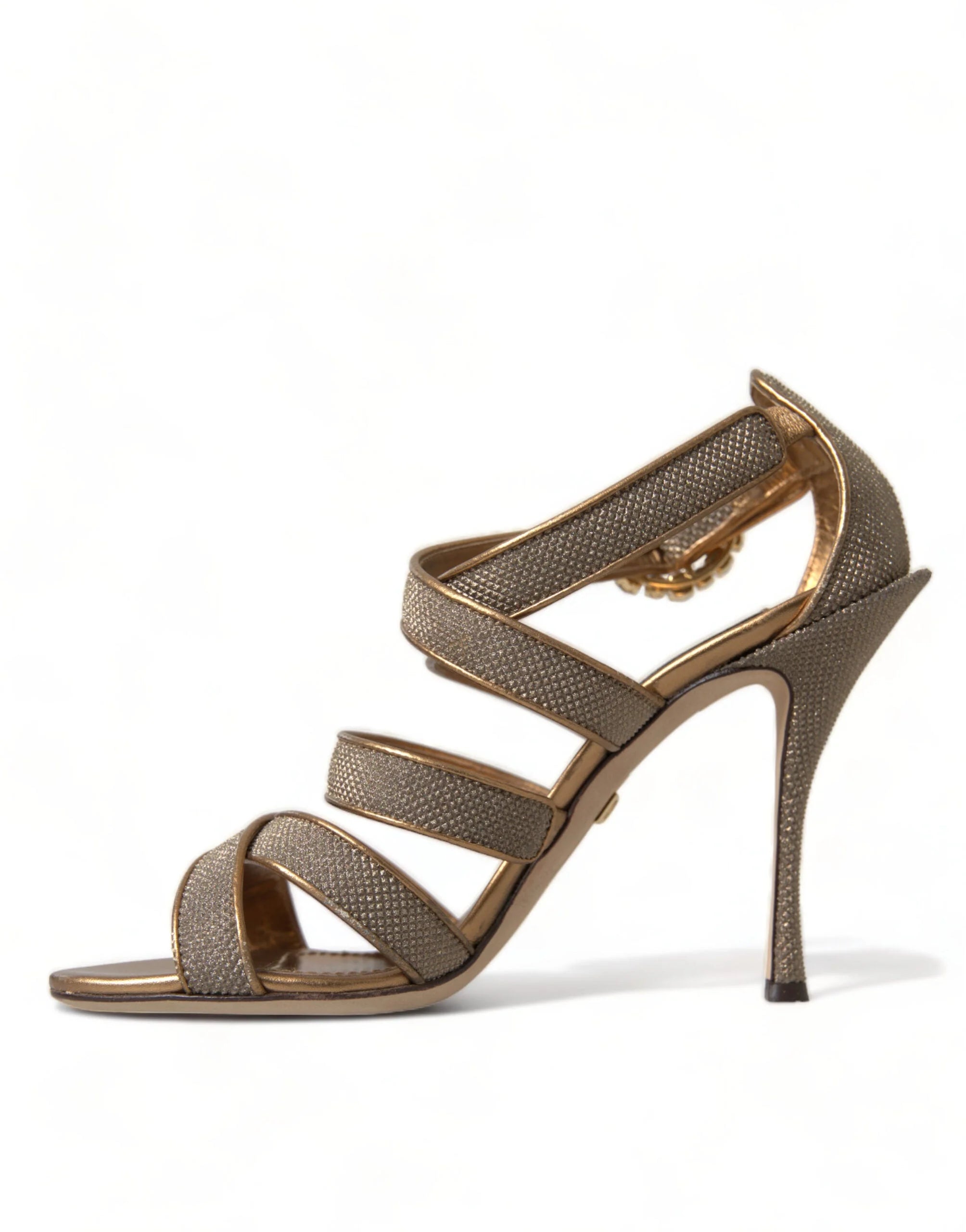 Dolce & Gabbana Bronze Crystal Strap Heels Sandals Shoes - EU40/US9.5 - Sandals