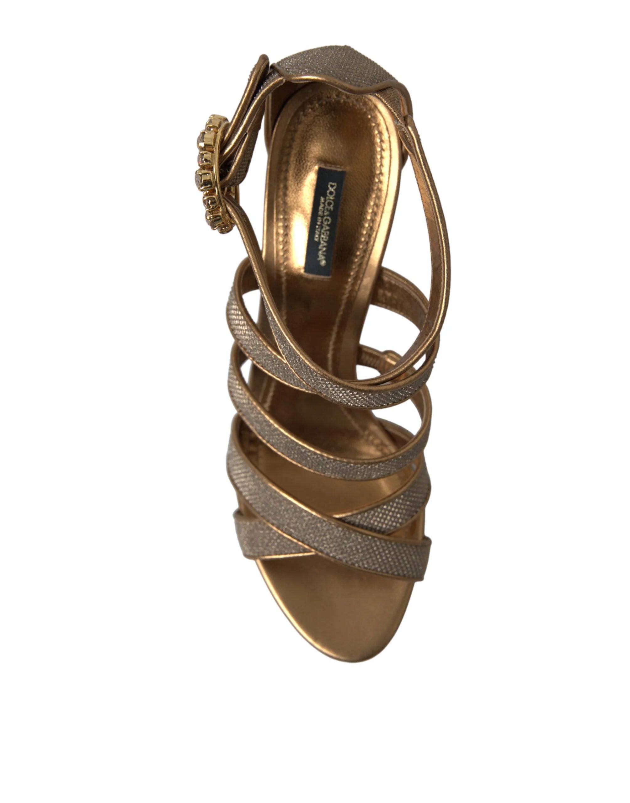 Dolce & Gabbana Bronze Crystal Strap Heels Sandals Shoes - EU40/US9.5 - Sandals