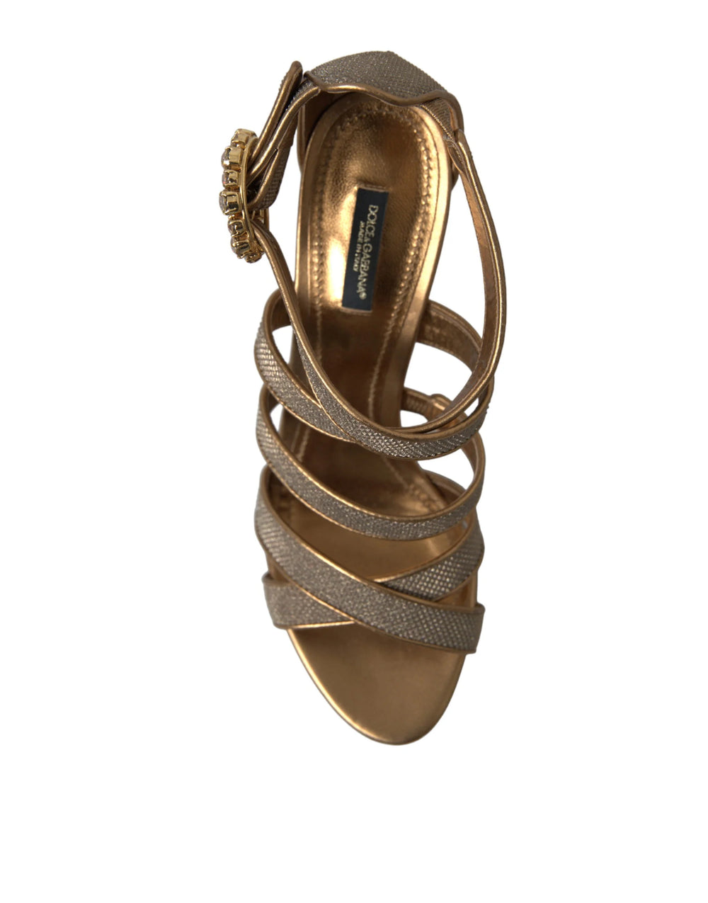 Dolce & Gabbana Bronze Crystal Strap Heels Sandals Shoes - EU40/US9.5 - Sandals
