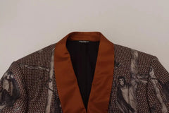 Dolce & Gabbana Bronze Monkey Print Silk Slim Jacket Blazer - Sport Jackets