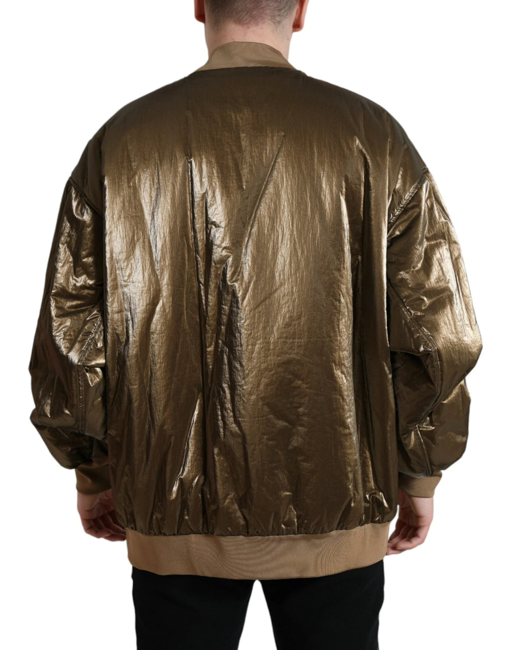 Dolce & Gabbana Bronze Nylon Full Zip Men Bomber Jacket - IT54 | XL - Bomber Jackets
