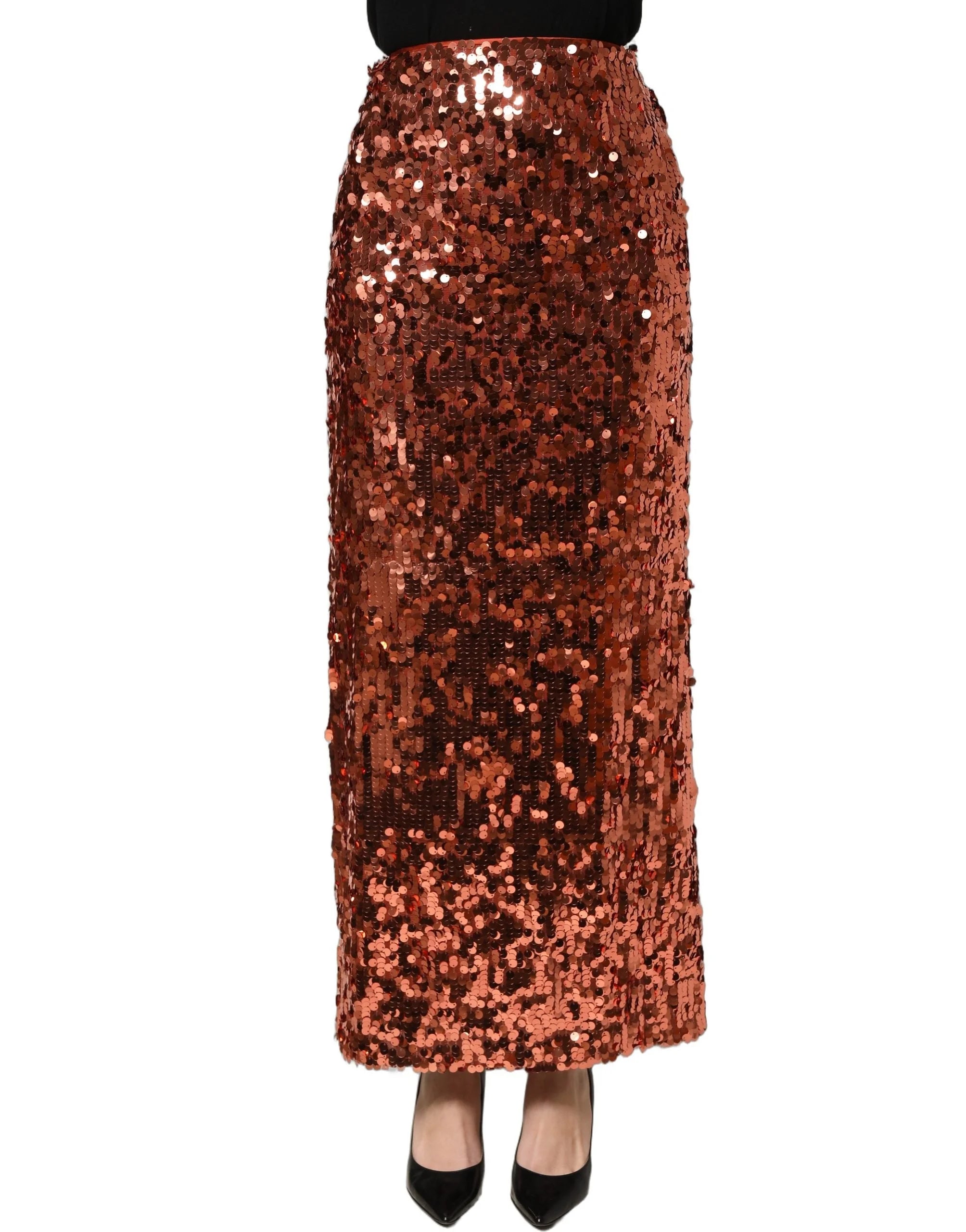 Dolce & Gabbana Bronze Sequin HighWaist PencilCut Midi Skirt - IT44 | L