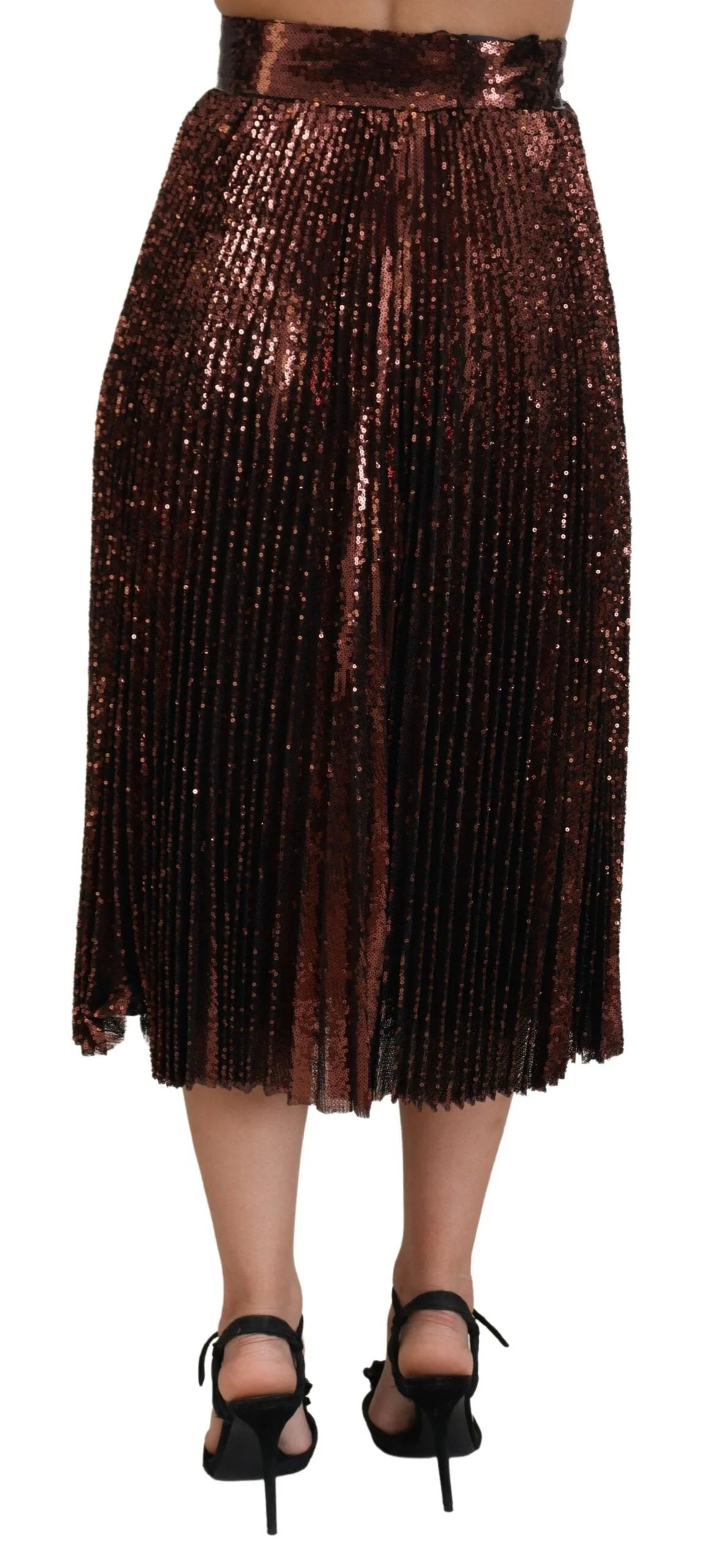Dolce & Gabbana Bronze Sequined High Waist A-line Maxi Skirt - Skirts