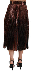 Dolce & Gabbana Bronze Sequined High Waist A-line Maxi Skirt - Skirts