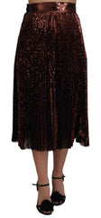 Dolce & Gabbana Bronze Sequined High Waist A-line Maxi Skirt - Skirts