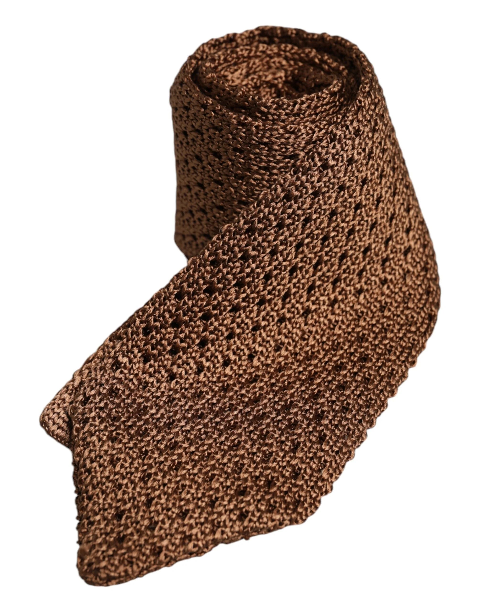 Dolce & Gabbana Brown 100% Silk Adjustable Necktie Men Accessory Tie - Neckties