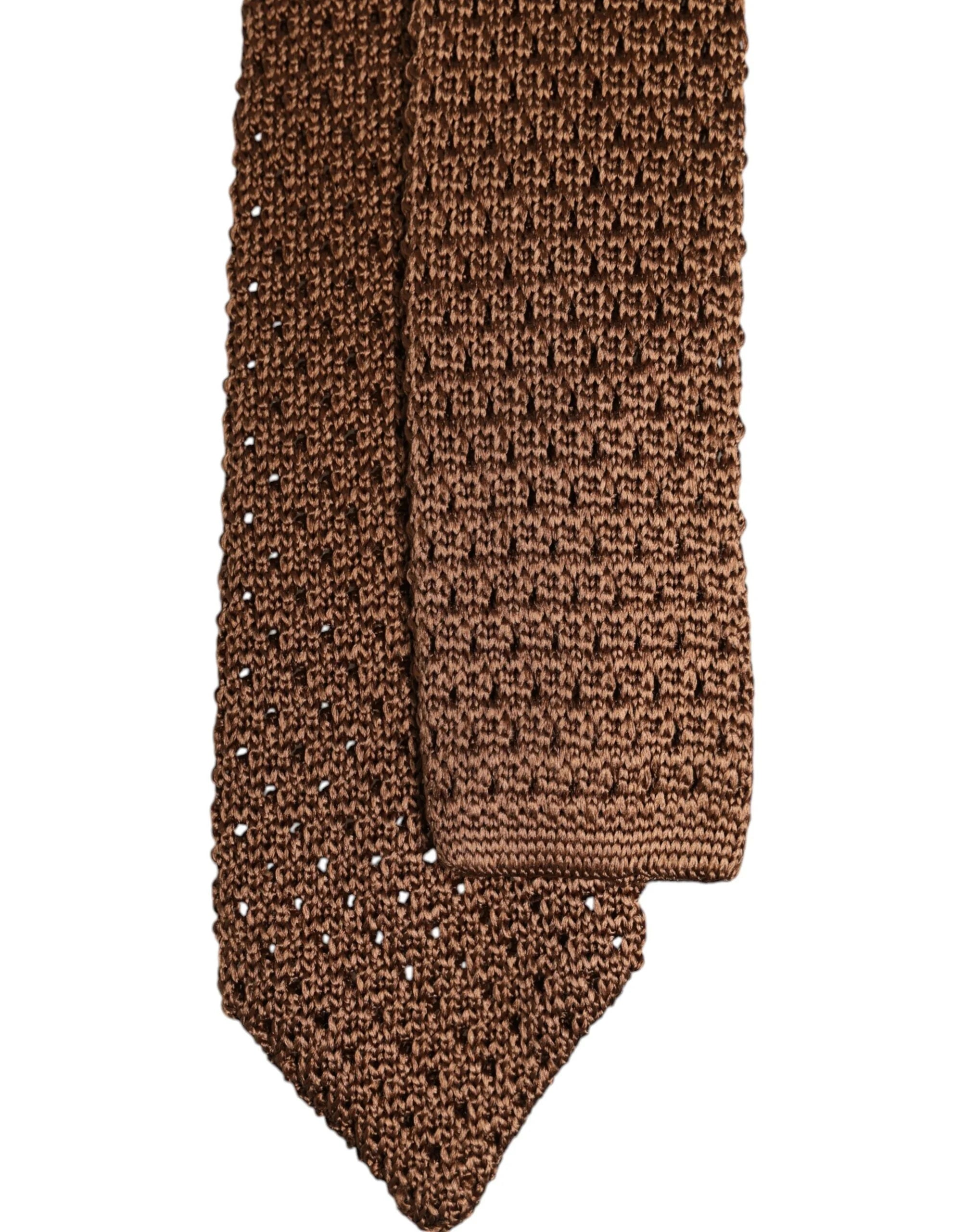 Dolce & Gabbana Brown 100% Silk Adjustable Necktie Men Accessory Tie - Neckties