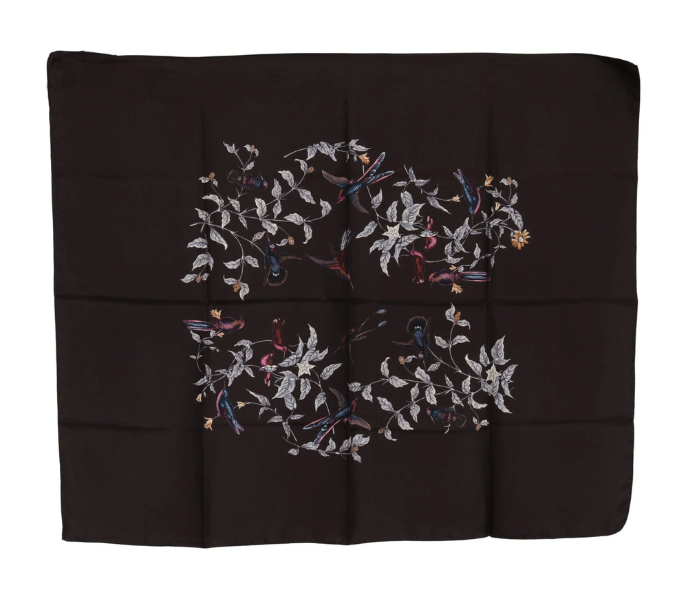 Dolce & Gabbana Brown 100% Silk Bird Print Wrap 80cm X 95cm RRP Scarf - Scarves & Shawls