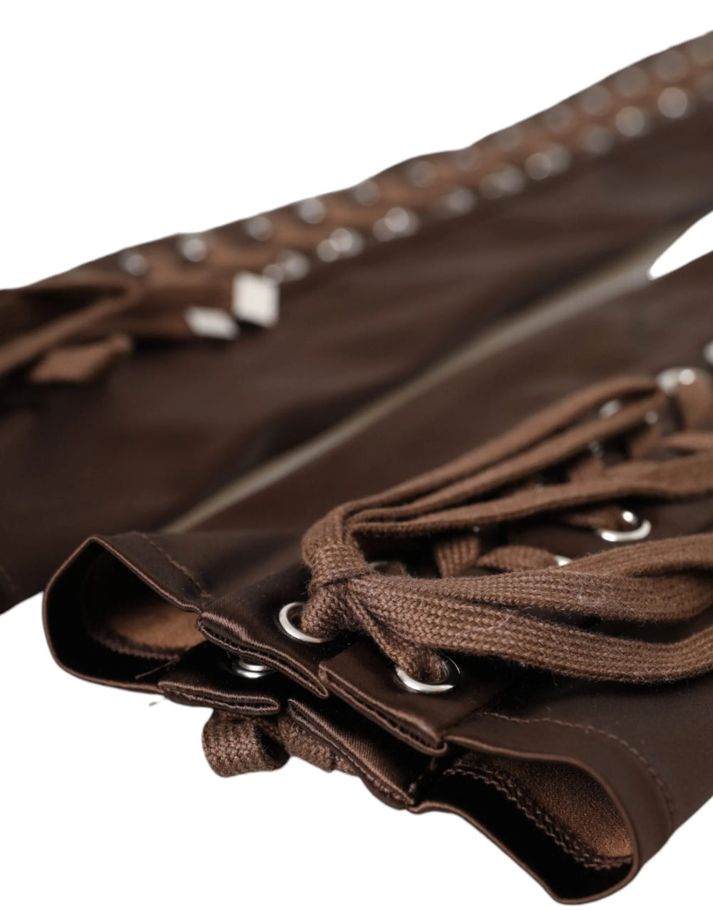 Dolce & Gabbana Brown Acetate Lace Up Fingerless Gloves - Gloves & Mittens