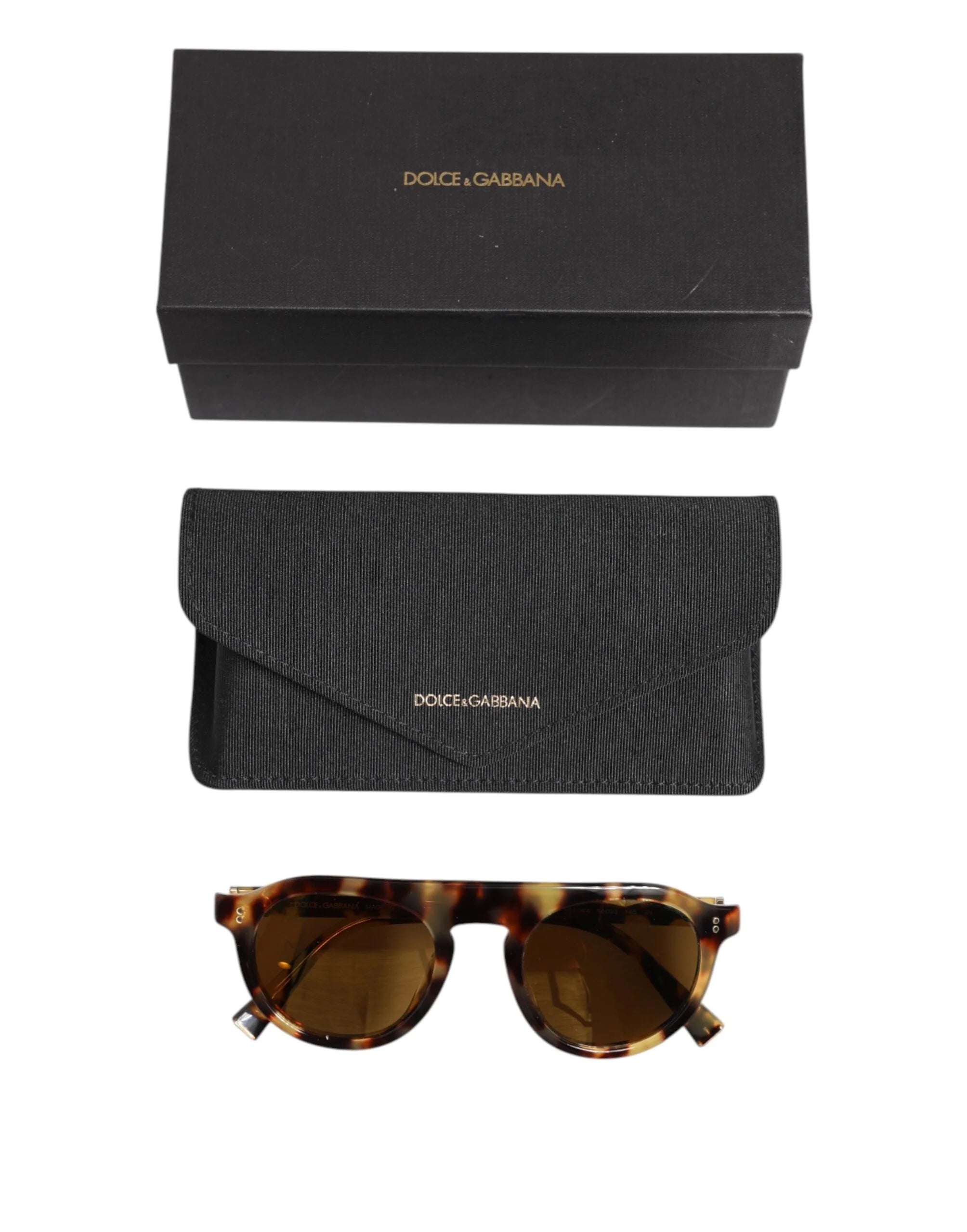 Dolce & Gabbana Brown Acetate Round Leopard Print Eyewear Sunglasses - Sunglasses