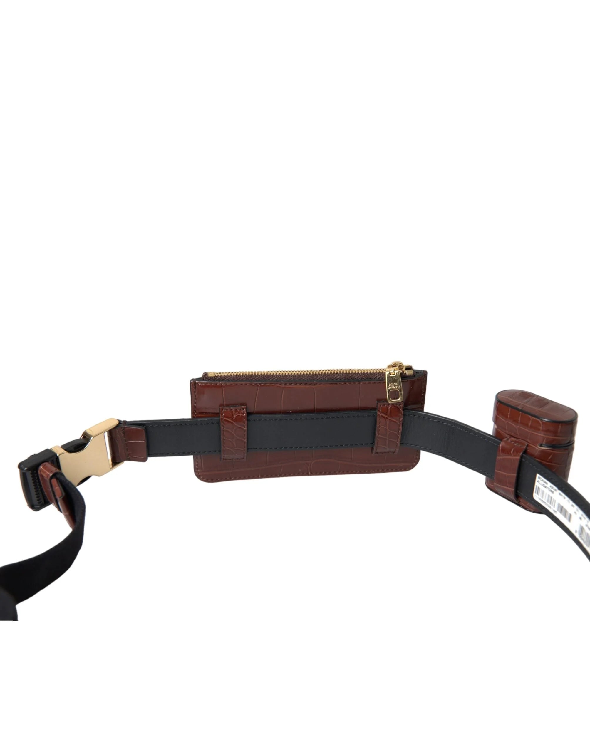 Dolce & Gabbana Brown Alligator Leather Airpods Case Coin Purse Wallet - Wallets