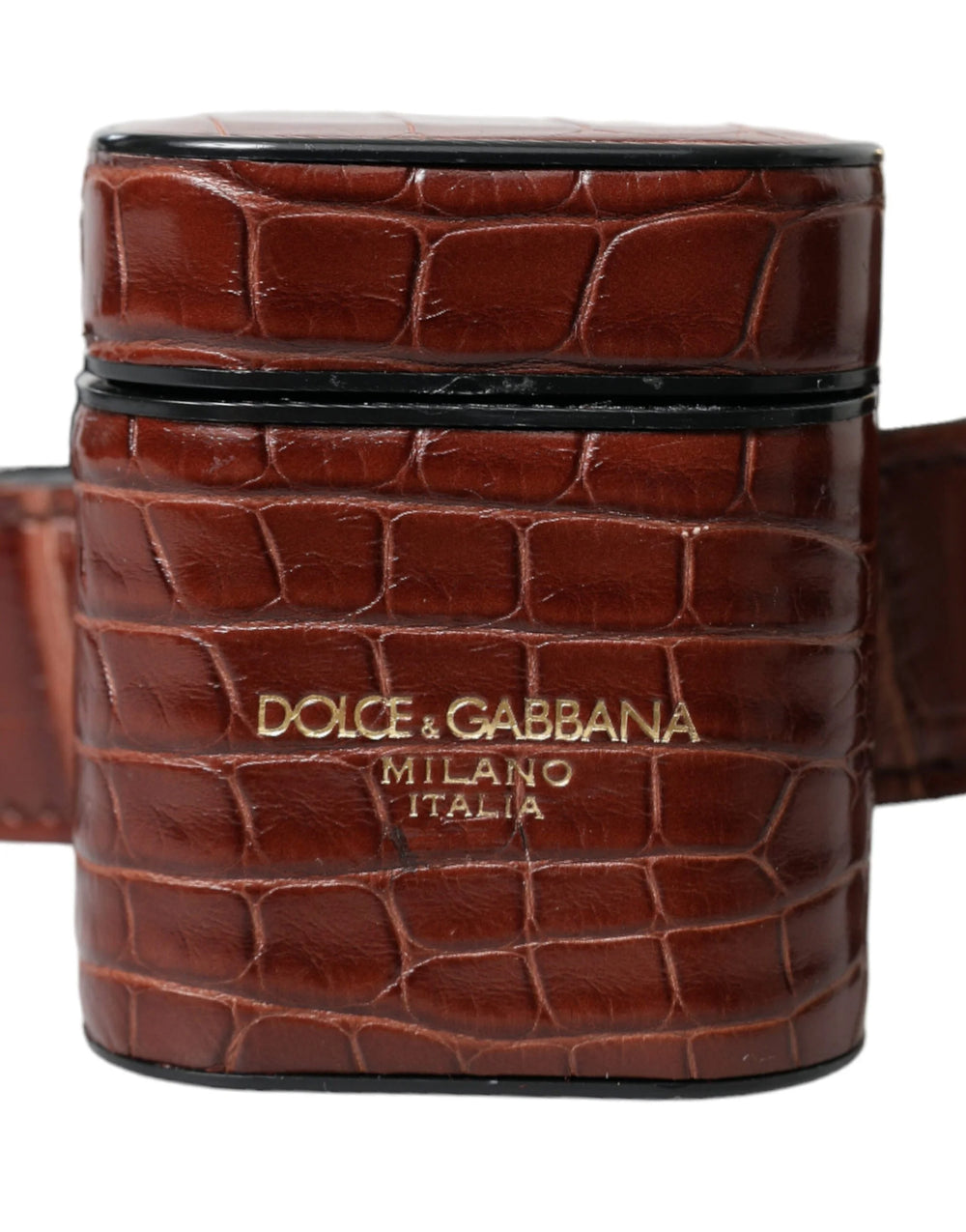 Dolce & Gabbana Brown Alligator Leather Airpods Case Coin Purse Wallet - Wallets
