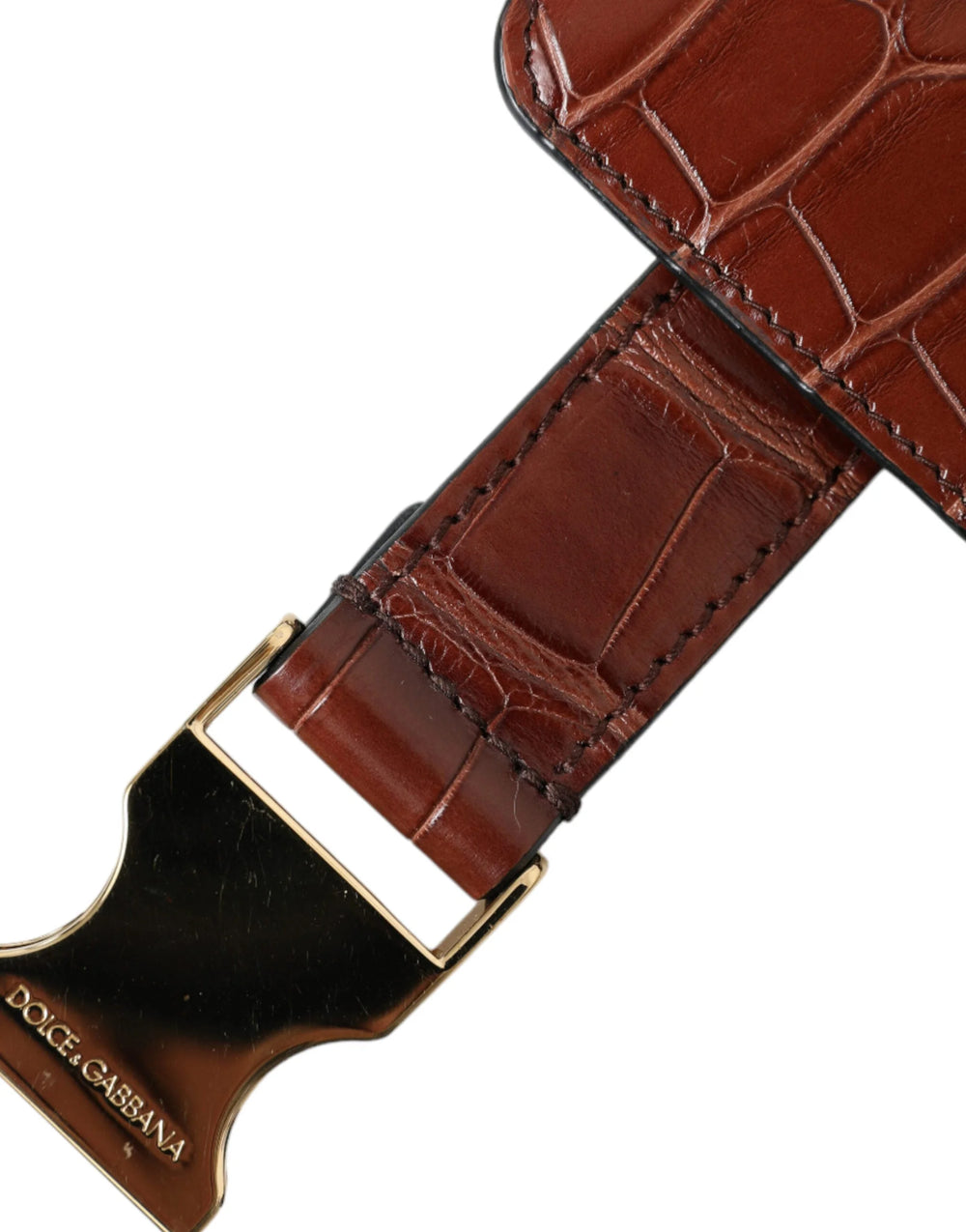 Dolce & Gabbana Brown Alligator Leather Airpods Case Coin Purse Wallet - Wallets