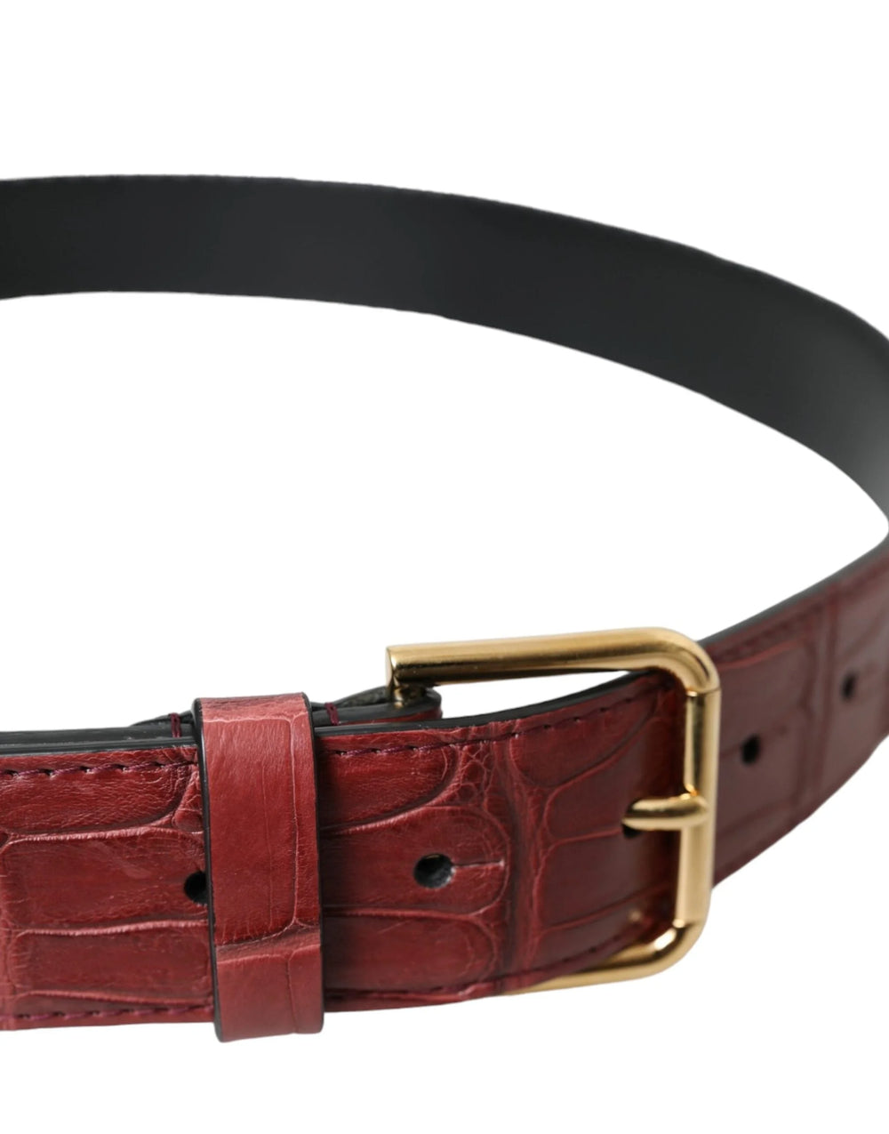 Dolce & Gabbana Brown Alligator Leather Studded Metal Buckle Belt - 85 cm / 34 Inches - Belts