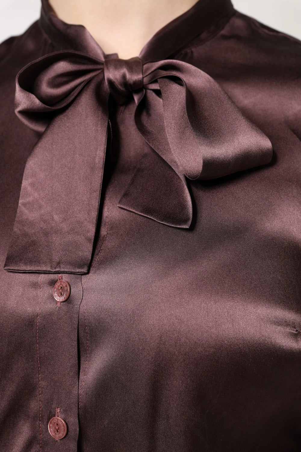 Dolce & Gabbana Brown Ascot Collar Long Sleeve Blouse Top - Blouses