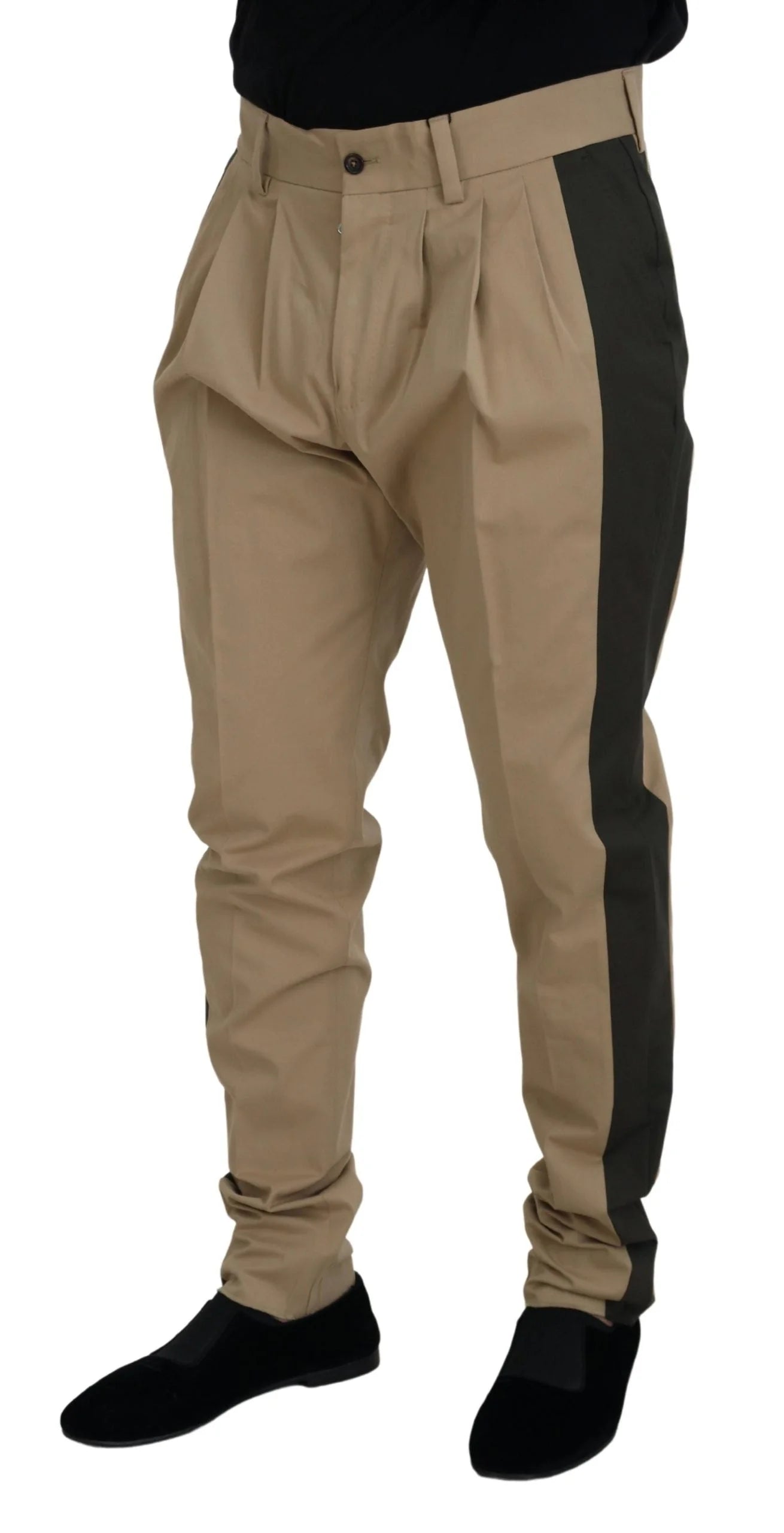 Dolce & Gabbana Brown Black Cotton Chino Men Pants - IT50 | L - Chinos