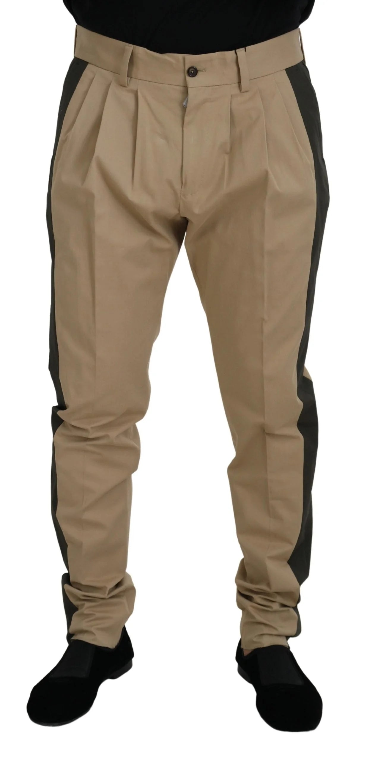 Dolce & Gabbana Brown Black Cotton Chino Men Pants - IT50 | L - Chinos
