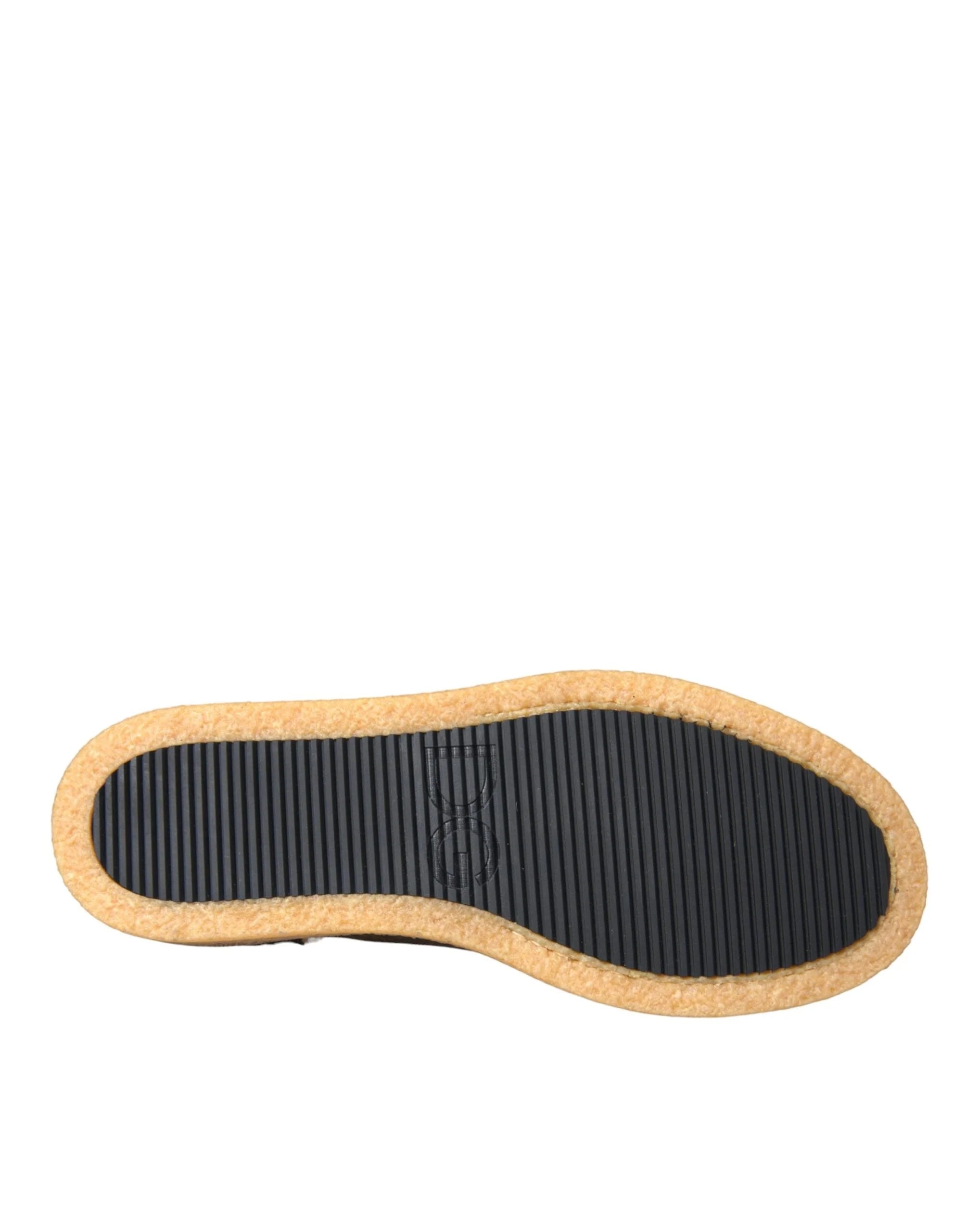Mocasini barbatesti Dolce & Gabbana din piele cu blana, maro-negru - EU40.5/US7.5